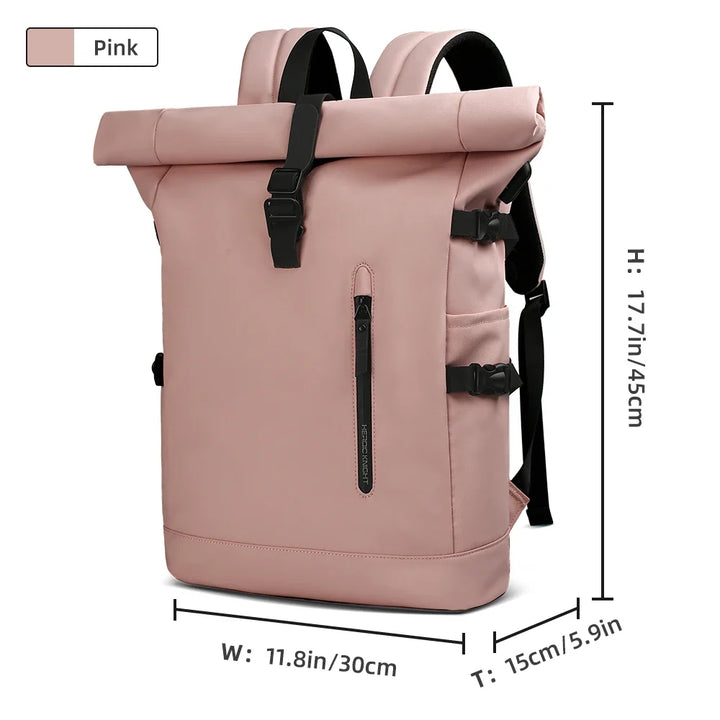 Zaino business roll-top versatile, perfetto per laptop, università, ufficio e viaggi di lavoro.