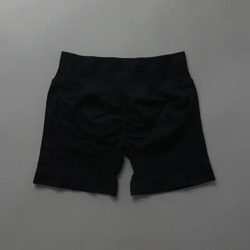 Short sportivi donna seamless vita alta per fitness, tessuto morbido e avvolgente.
