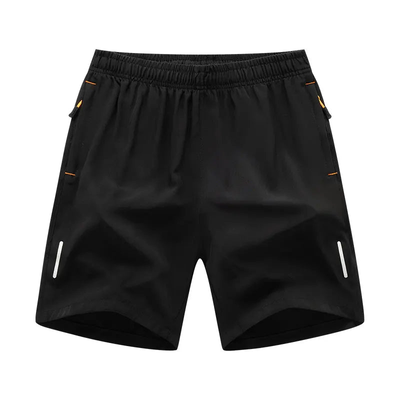Pantaloncini uomo ad asciugatura rapida neri con tasche, ideali per activewear e allenamenti intensi.