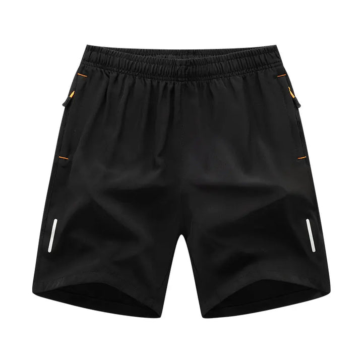 Pantaloncini uomo ad asciugatura rapida neri con tasche, ideali per activewear e allenamenti intensi.