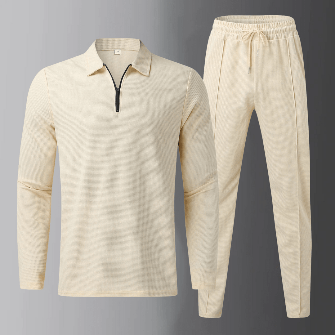 Set casual uomo polo e jogger a maniche lunghe per massimo comfort quotidiano e tempo libero.