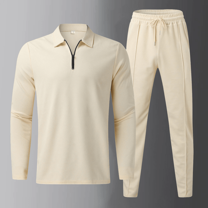 Set casual uomo polo e jogger a maniche lunghe per massimo comfort quotidiano e tempo libero.