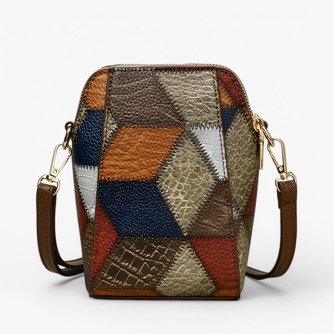 Borsa a tracolla donna patchwork multicolore sintetica, perfetta per stile quotidiano e viaggio.