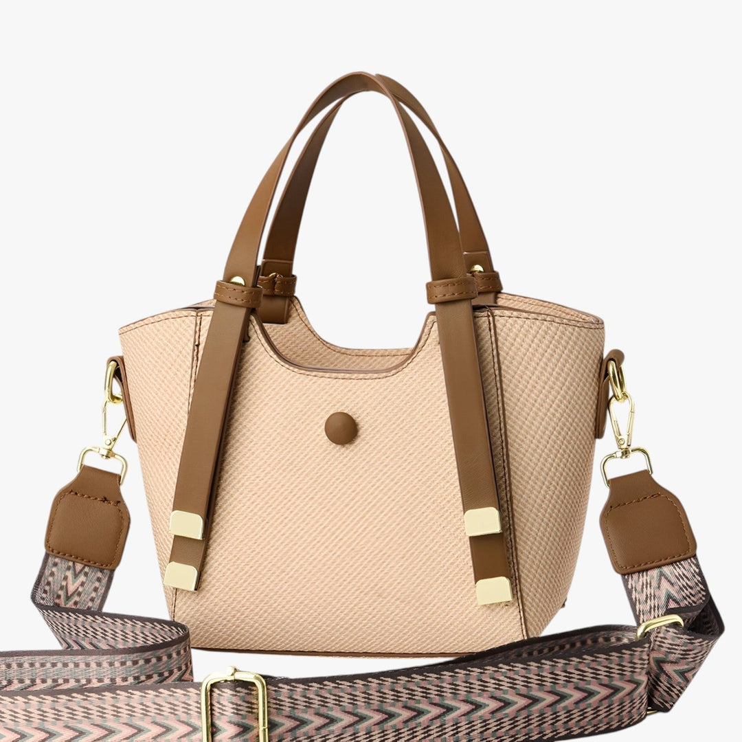 Borsa tote sintetica donna, design compatto ed elegante, multicolore per look quotidiani.