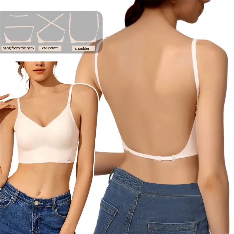 Comodo reggiseno push-up invisibile da donna, con schiena a U per abiti scollati, intimo senza ferretto.