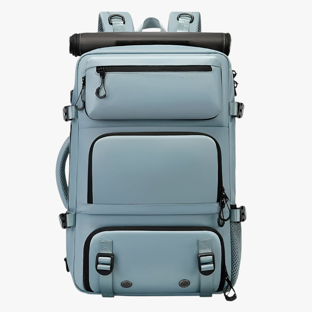 Blu zaino da viaggio uomo multitasche, spallacci regolabili per comfort in ogni avventura outdoor o quotidiana.