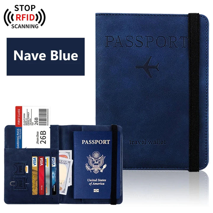 Porta passaporto sottile in PU, organizer da viaggio unisex per documenti e carte, facile da trasportare.