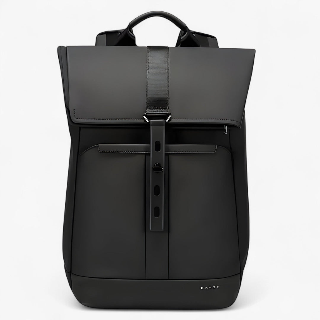 Zaino nero uomo porta laptop ideale per viaggi e lavoro, design funzionale e versatile.
