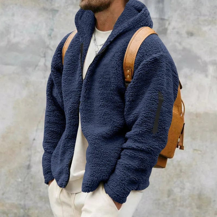 Giacca uomo nera per l'inverno, calda e versatile, con cappuccio, per un look casual.