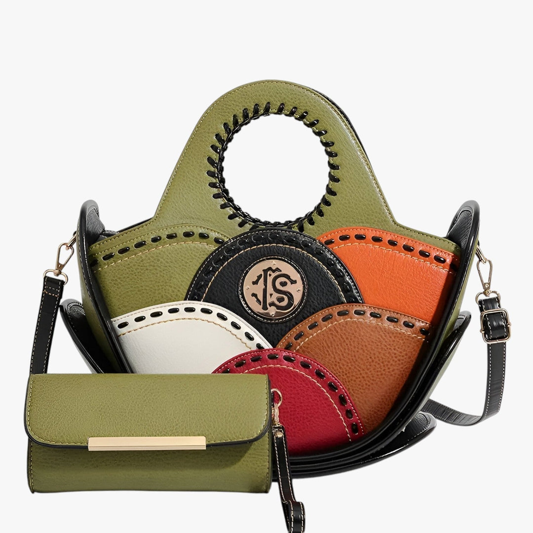 Borsa a mano donna multicolore Mosaico, elegante e versatile con tracolla, perfetta per accessori moda.