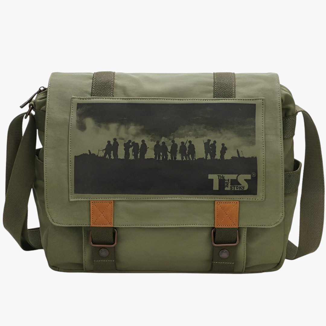 Versatile borsa messenger gialla in tela con tracolla, ideale per organizzare accessori da viaggio e quotidiani.