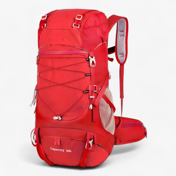 Zaino da escursionismo unisex 50L robusto, perfetto per avventure outdoor e viaggi. Design sportivo.