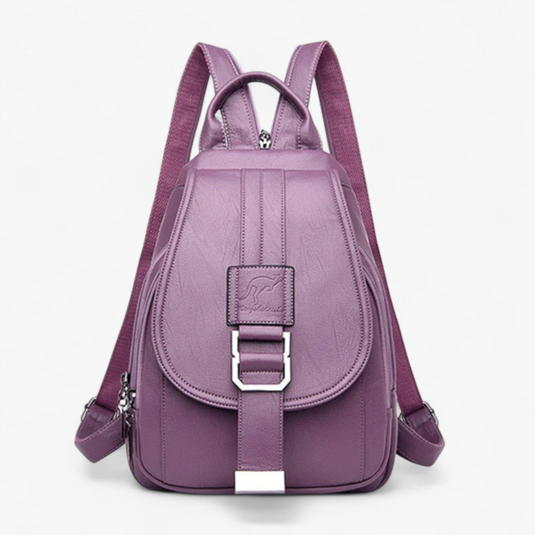 Zaino donna multicolore con patta, borsa casual alla moda per viaggi e uso quotidiano.