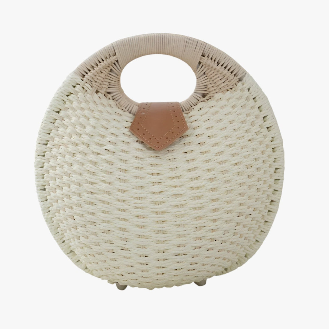 Borsa a mano gialla donna, design intrecciato unico, ideale per un look quotidiano e alla moda.