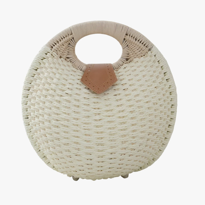 Borsa a mano gialla donna, design intrecciato unico, ideale per un look quotidiano e alla moda.