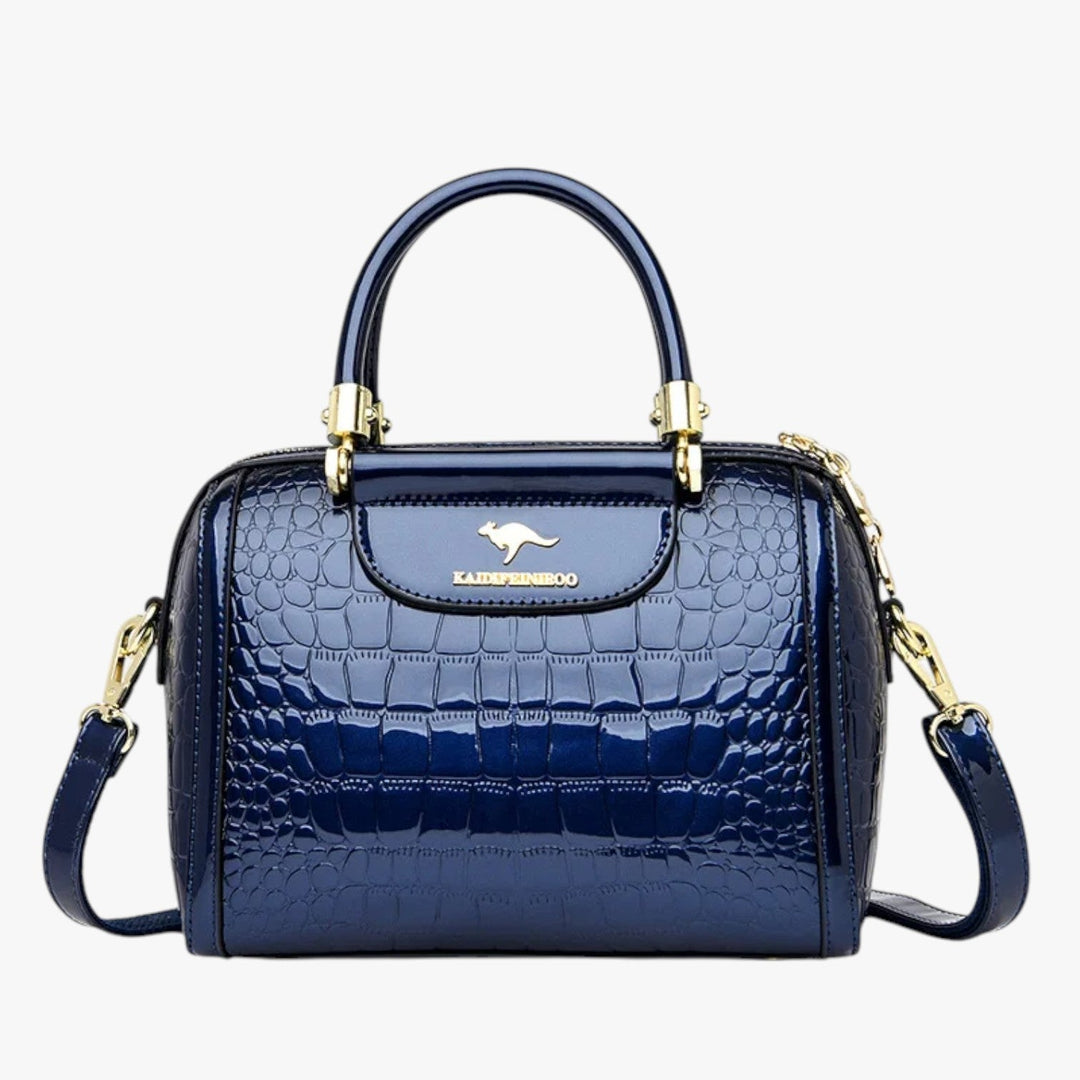 Borsa a mano da donna, design effetto coccodrillo multicolore, per un look chic e distintivo.