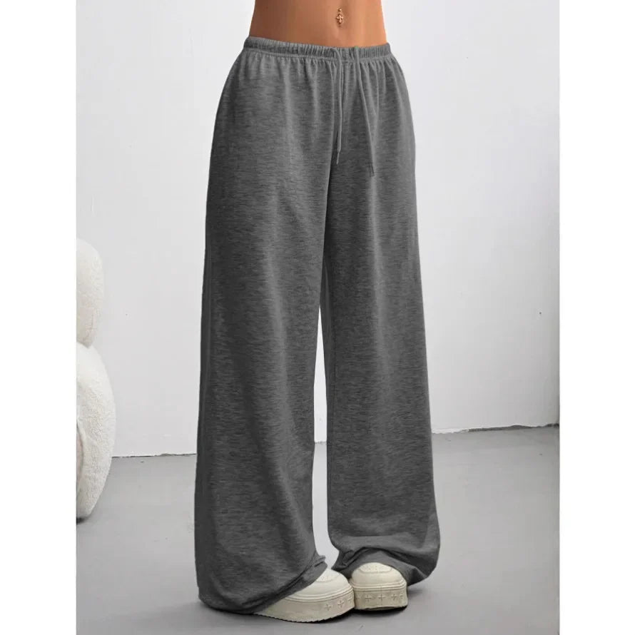 Jogger donna comodi a gamba larga con vita elastica, perfetti per relax e stile casual.