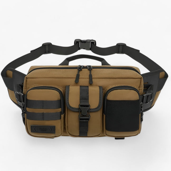Accessorio marsupio nero multitasche, perfetto per tenere l'essenziale a portata di mano ogni giorno.