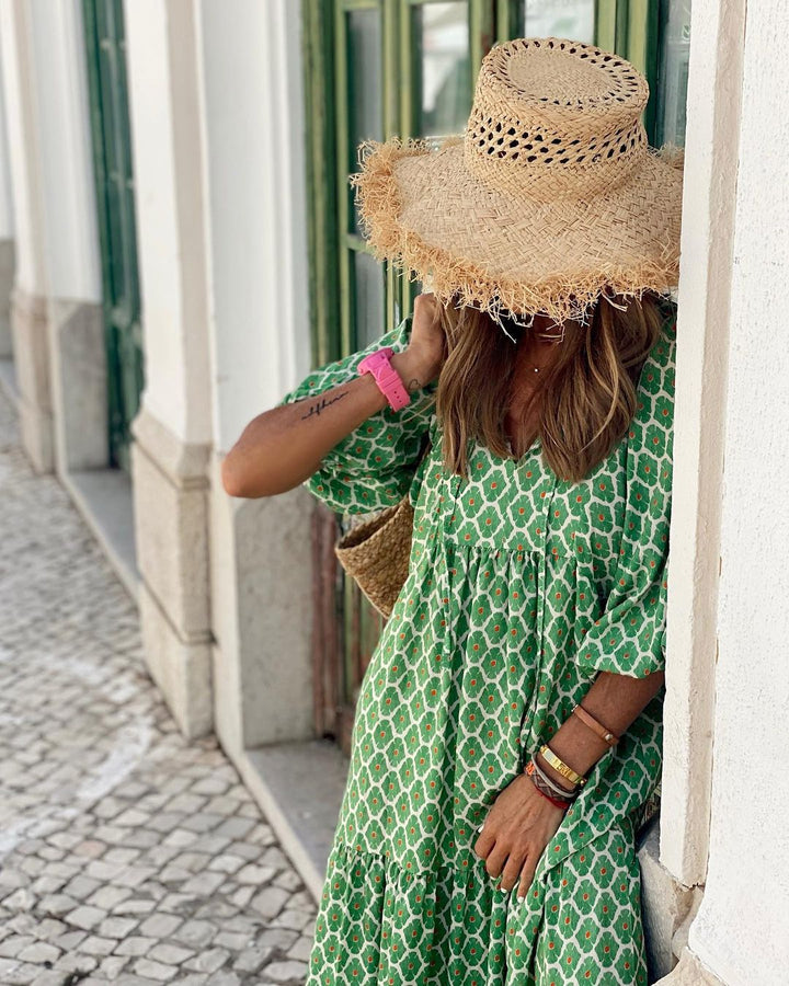 Vestito lungo donna casual, maxiabito bohémien comodo e fluido per la spiaggia e serate estive.