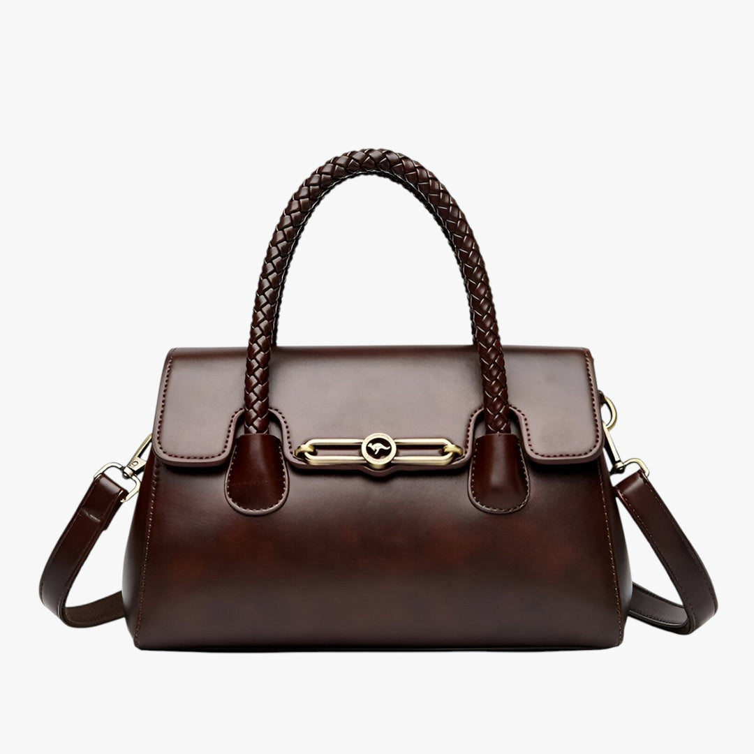 Accessorio donna: borsa a mano marrone elegante, pratica e compatta per un look sofisticato quotidiano.