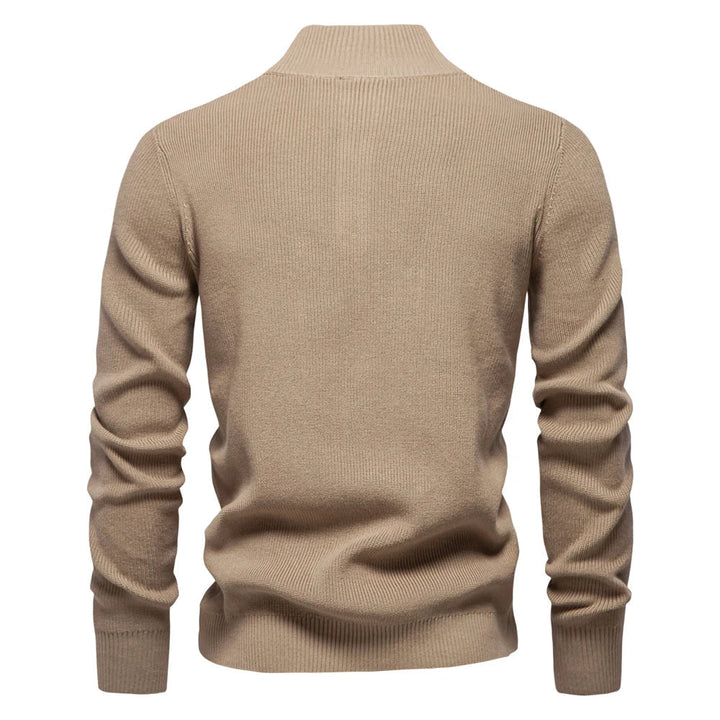 Maglioncino uomo elegante con bottoni, maniche lunghe e bordi a coste, perfetto per l'abbigliamento quotidiano.