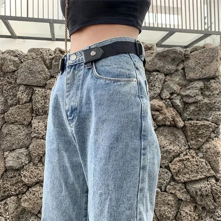 Massima comodità con cintura elastica unisex senza fibbia, regolabile per pantaloni e accessori.
