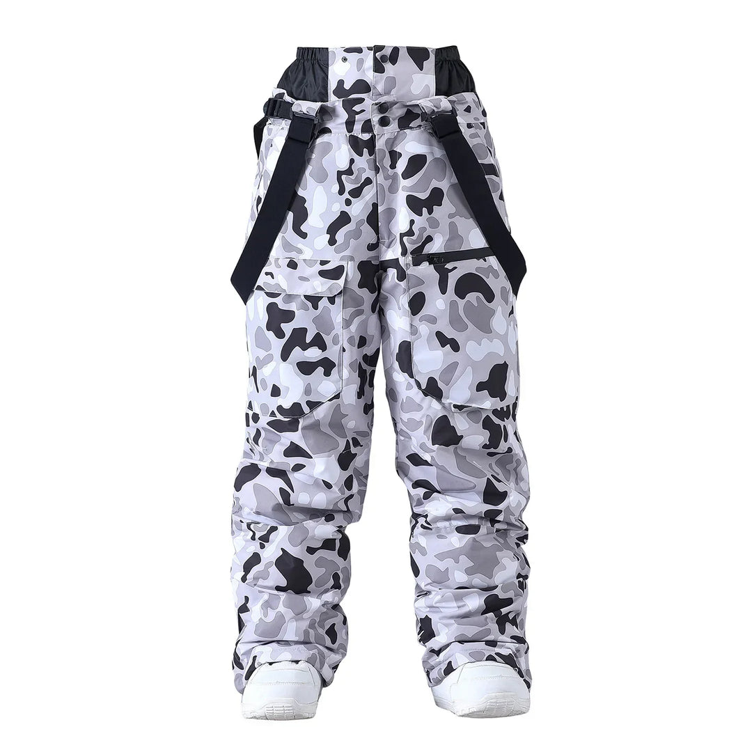 Pantaloni da snowboard impermeabili e antivento unisex con bretelle regolabili per la neve.