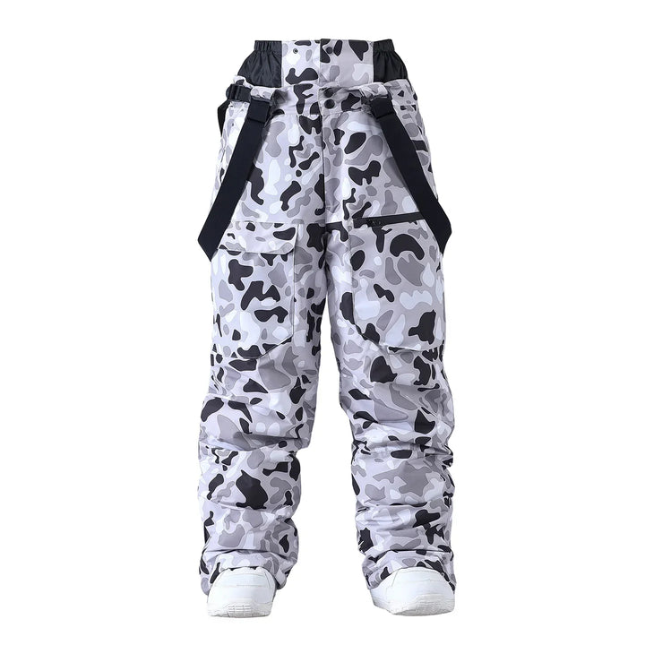 Pantaloni da snowboard impermeabili e antivento unisex con bretelle regolabili per la neve.