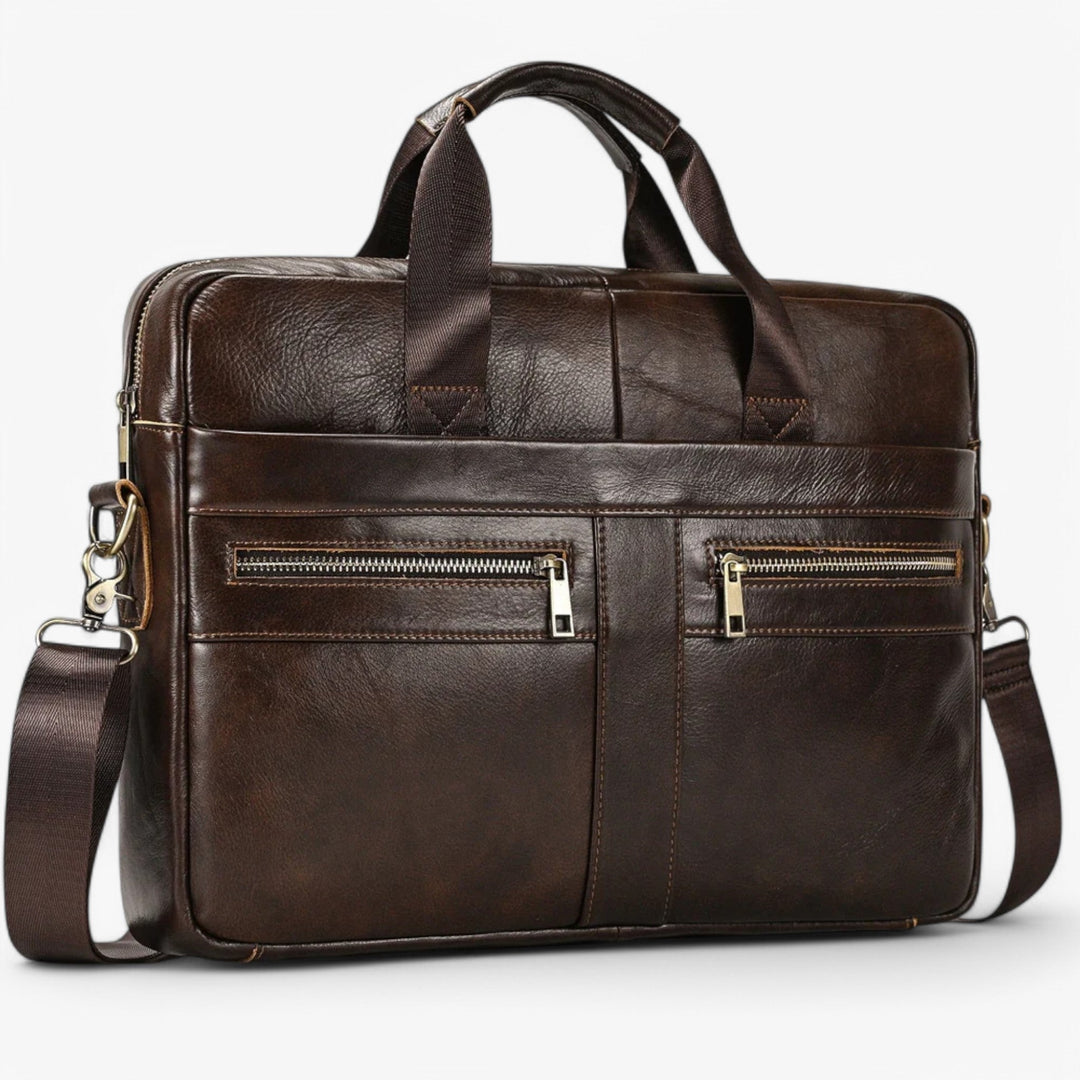 Borsa portadocumenti nera uomo, sintetica con tracolla regolabile, ideale per l'ufficio e viaggi.