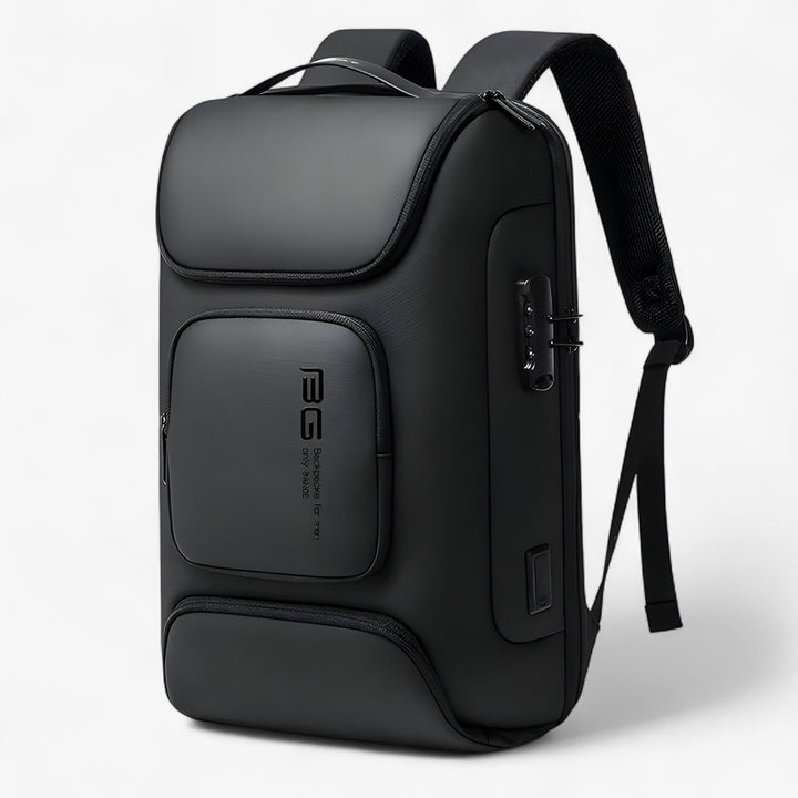Zaino uomo porta laptop grigio con USB, ideale per lavoro, scuola, università o brevi viaggi.