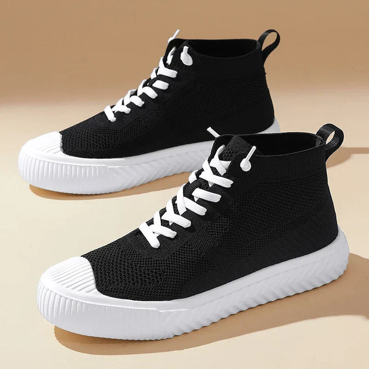 Sneakers high-top da uomo, traspiranti e senza lacci. Calzature ortopediche per massimo comfort e supporto.