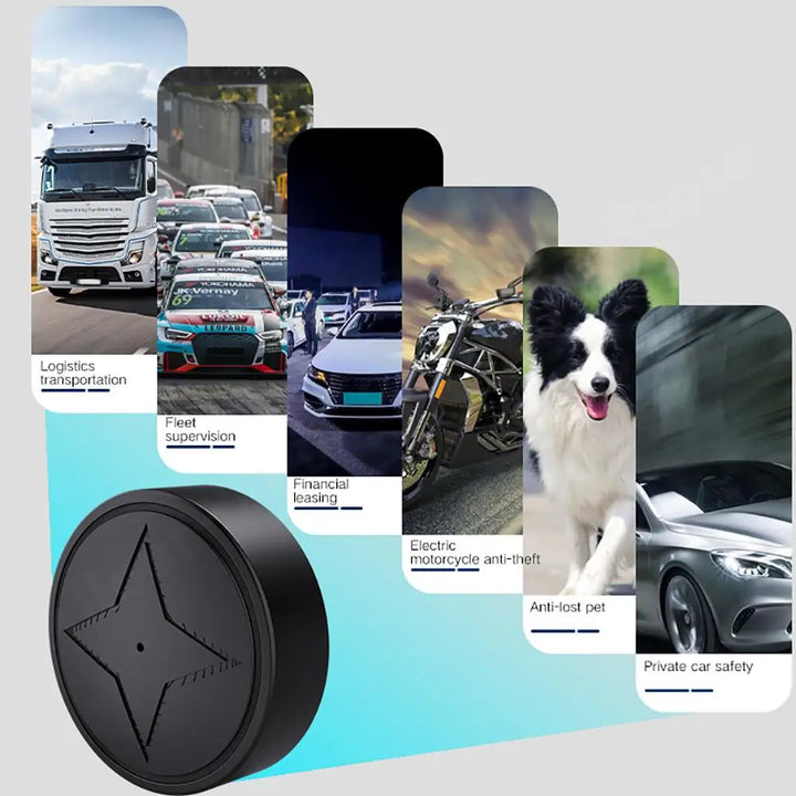 Piccolo localizzatore GPS magnetico per monitoraggio in tempo reale di veicoli e beni preziosi.