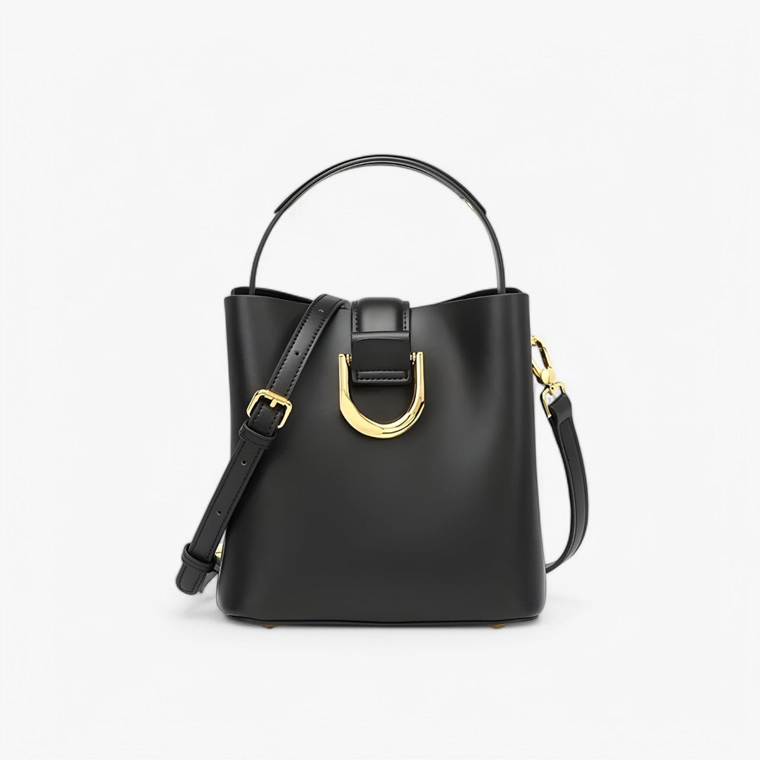 Borsa a secchiello elegante compatta per donna, con finitura bianco sporco per un look raffinato.