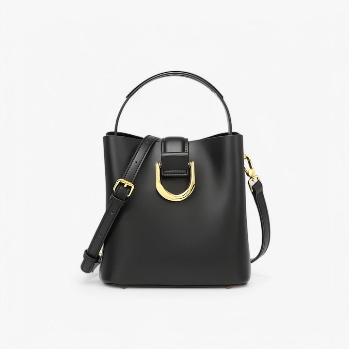Borsa a secchiello elegante compatta per donna, con finitura bianco sporco per un look raffinato.