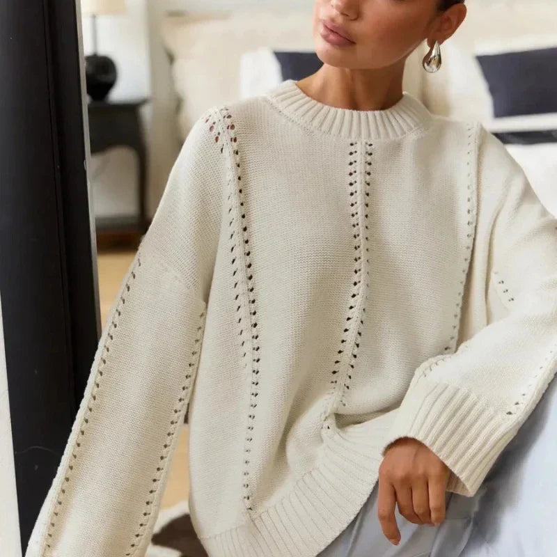 Maglione donna moda oversize girocollo, comfort e stile contemporaneo.