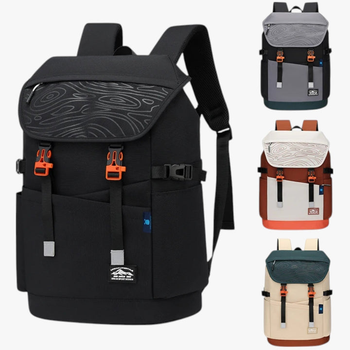 Zaino avventura uomo 40L multicolore, compagno ideale per trekking, escursioni e ogni viaggio outdoor.