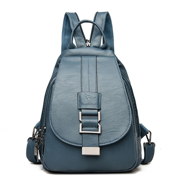 Borsa zaino donna piccola, similpelle liscia, comoda per viaggio e uso quotidiano.