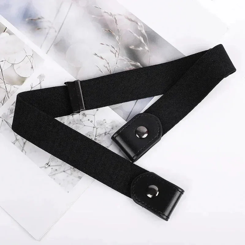 Cintura regolabile elastica unisex, senza fibbia, ideale per pantaloni e comfort quotidiano.