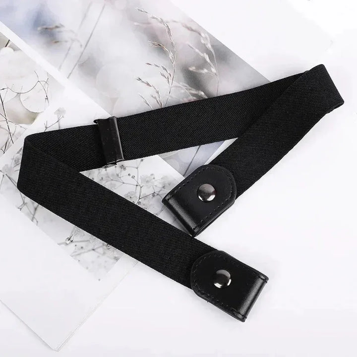 Cintura regolabile elastica unisex, senza fibbia, ideale per pantaloni e comfort quotidiano.