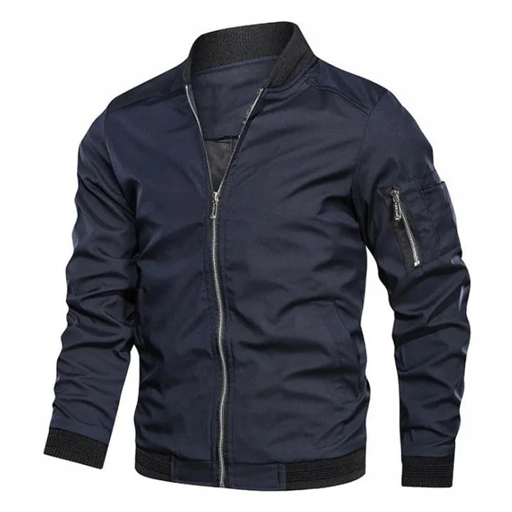 Giacca bomber da uomo stile MA-1, in tessuto leggero e resistente, con cerniera, per look casual chic in autunno.