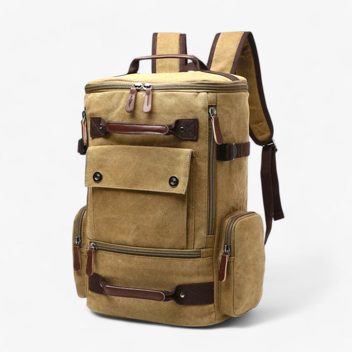 Zaino da pendolare uomo blu, porta laptop, molte tasche, resistente e confortevole.