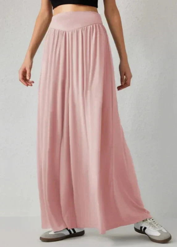 Pantaloni estivi da donna, gamba larga, vita elasticizzata per un comfort senza pari. Moda casual.
