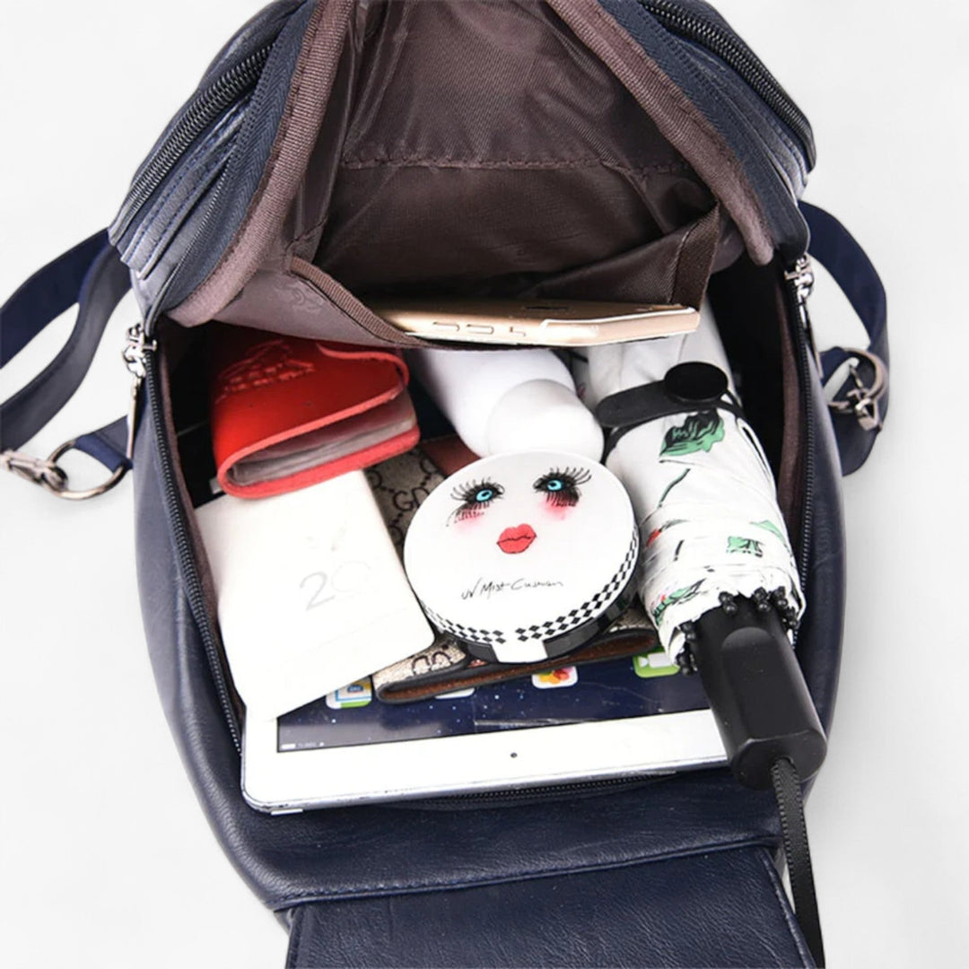 Borsa zaino multicolore da donna, con patta e cinghie regolabili, per ogni outfit casual.