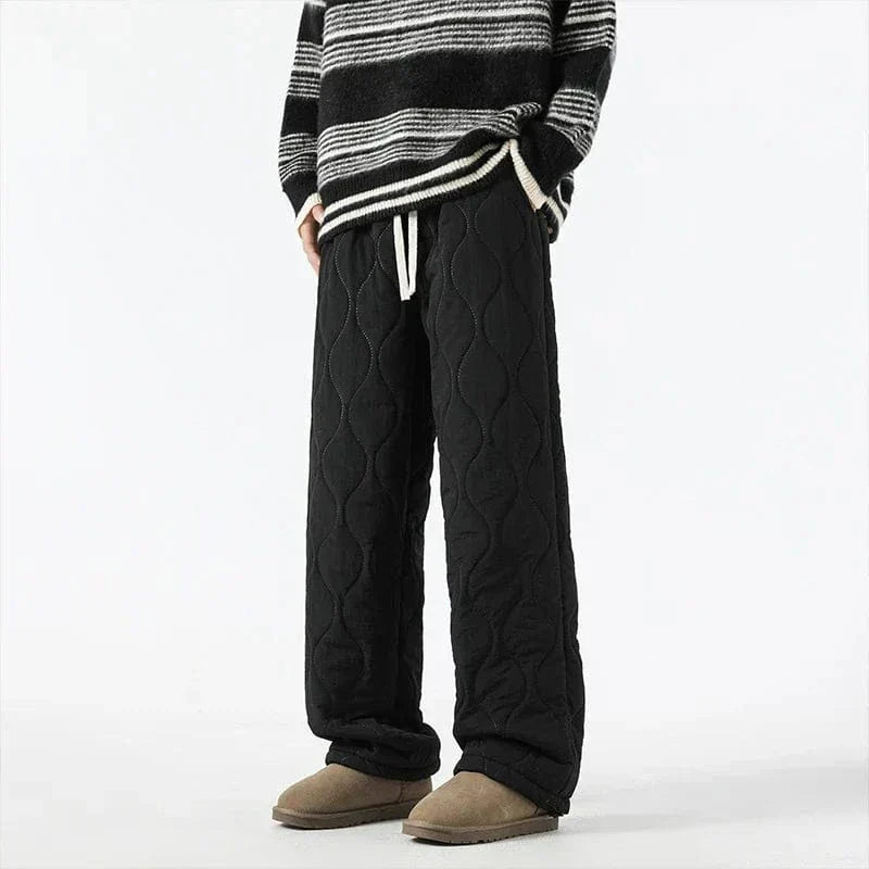 Pantaloni da uomo invernali, modello largo e trapuntato, per un comfort elevato.