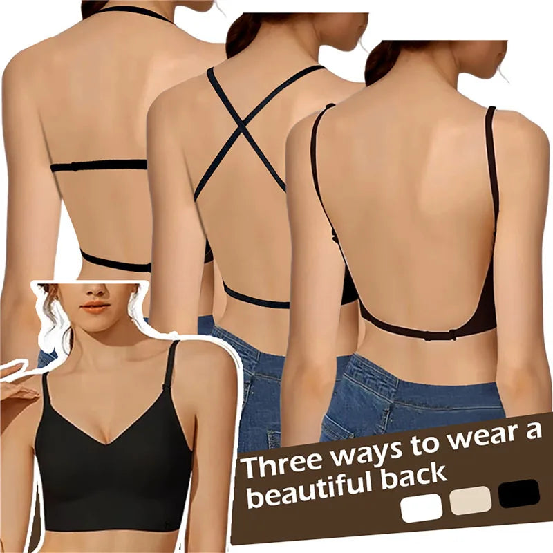 Sostegno naturale con reggiseno push-up invisibile da donna, senza ferretto e schiena a U senza cuciture.