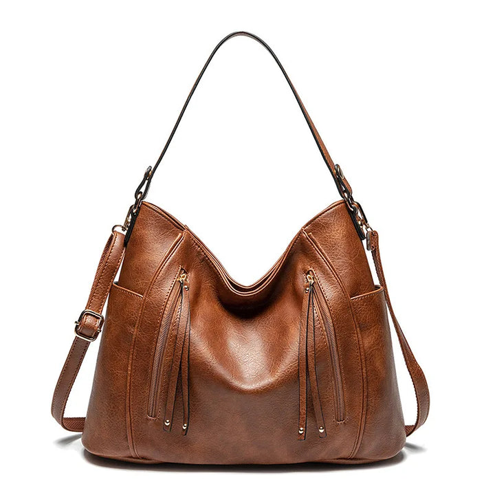 Borsa donna elegante effetto pelle nera, stile classico. Lusso quotidiano per ogni outfit.