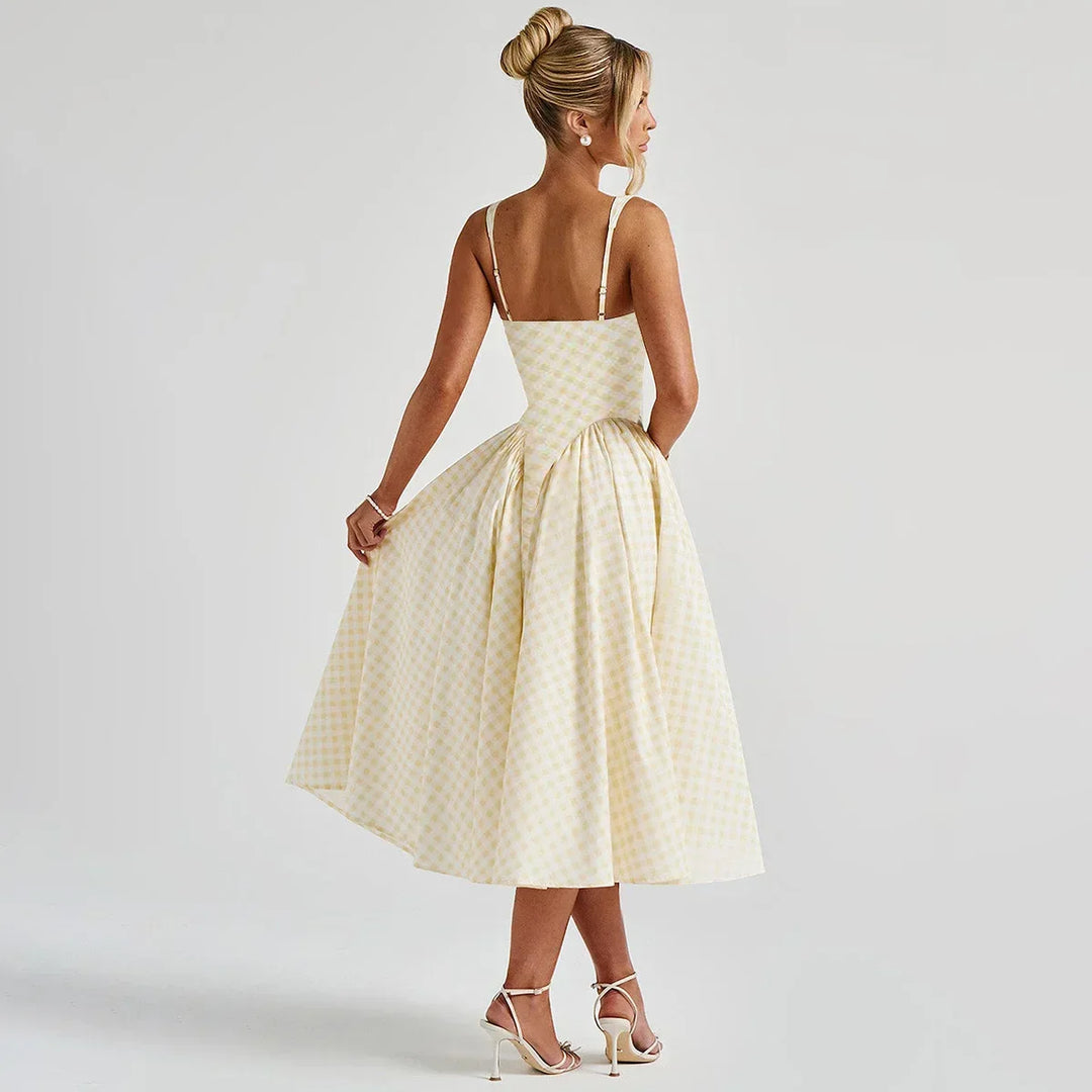 Moda mare: Abito lungo donna estivo a trapezio con spalline regolabili. Perfetto per vacanze e casual.