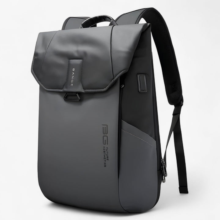 Zaino porta laptop rigido grigio, per uomo, resistenza e stile per uso quotidiano in città.