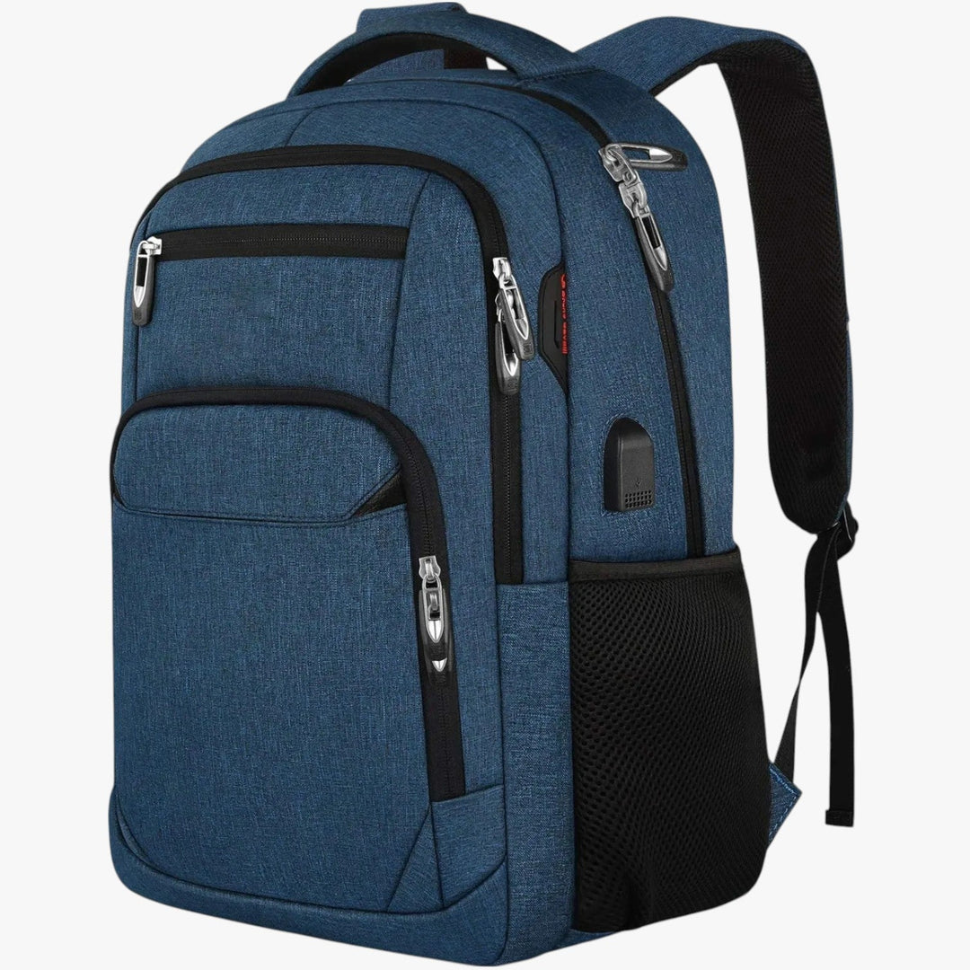 Zaino uomo multicolore con porta USB integrata, ideale per lavoro, scuola e viaggi. Scomparto porta laptop.