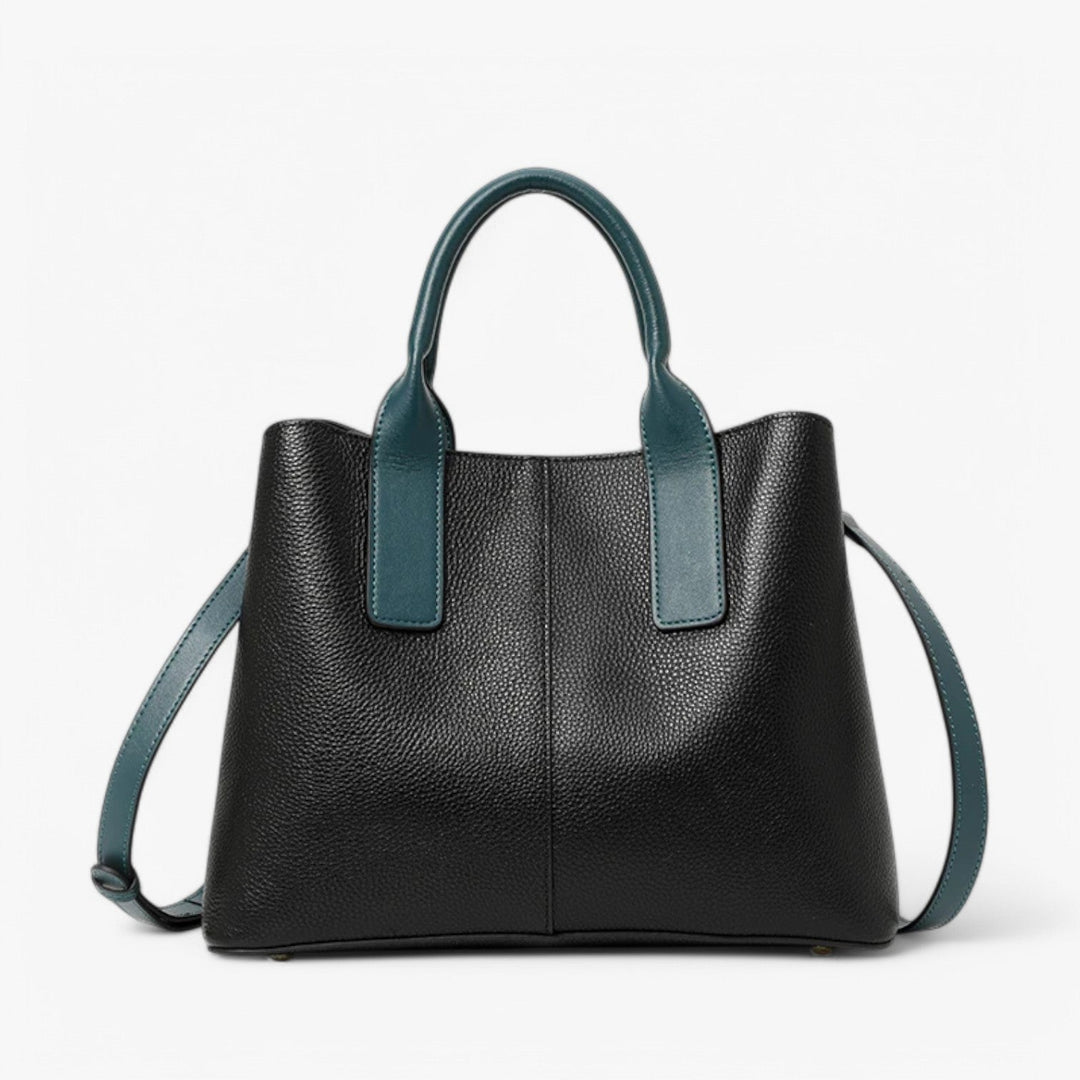 Borsa tote donna nera bicolore elegante. Perfetta accessorio moda versatile per il tuo look quotidiano.